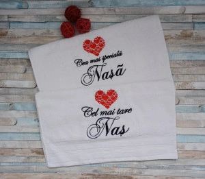 Set 2 prosoape personalizate,Nasa si Nasu Inima