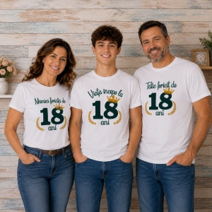 Set 3 tricouri aniversare 18 ani Viata incepe la 18 ani verde