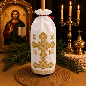 Stergar pentru lumanarea de Invierea Domnului Cruce IC/XC NI/KA 45x45 cm