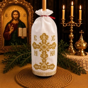 Stergar pentru lumanarea de Invierea Domnului Cruce IC/XC NI/KA 45x45 cm