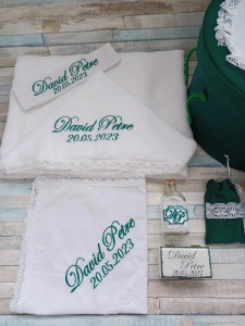 Trusou botez baiat Verde smarald ,9 piese