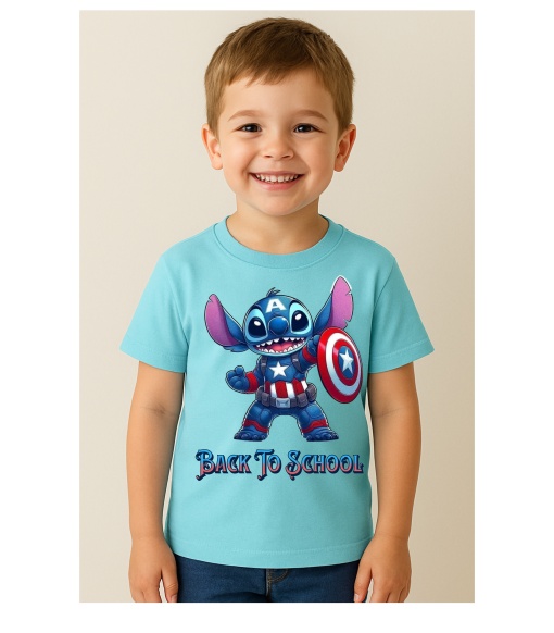 Tricou Back To School – „Stitch captain america”