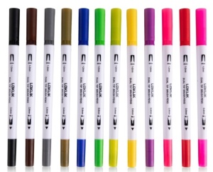 LOKLiK Dual Tip Brush Pens - 12 colours - Img 1