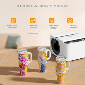 Set 2 tumblere LOKLiK cu mâner pentru sublimare, 1.180 ml - Img 4