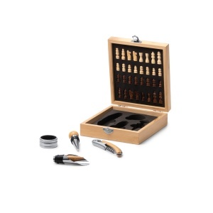 Set accesorii vin cu șah, cutie din bambus, 14,8 x 16,5 x 5 cm - Img 3