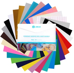 Set vinil adeziv permanent LOKLiK A4 – 29 culori + folie transfer