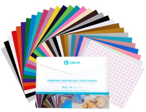 Set vinil adeziv permanent LOKLiK A4 – 29 culori + folie transfer - Img 2
