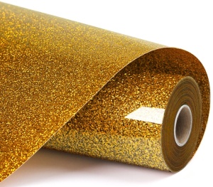 LOKLiK Vinil Termotransferabil HTV Glitter Golden 30,5 x 90 cm