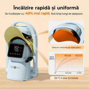 Presa termica automata pentru sepci HTVRONT A300 Auto Hat Heat Press - Img 5