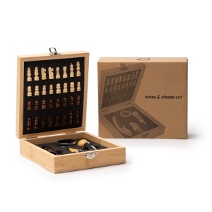 Set accesorii vin cu șah, cutie din bambus, 14,8 x 16,5 x 5 cm - Img 5