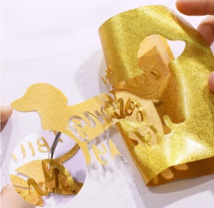 LOKLiK Vinil Termotransferabil HTV Glitter Golden 30,5 x 90 cm - Img 3