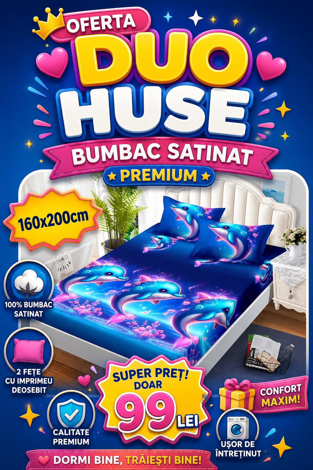 Husa Pat Bumbac-Satinat Premium Promotie
