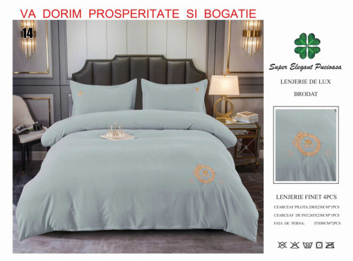 Lenjerie Bumbac Finet cu Broderie cu Floricele 4 piese Brop10