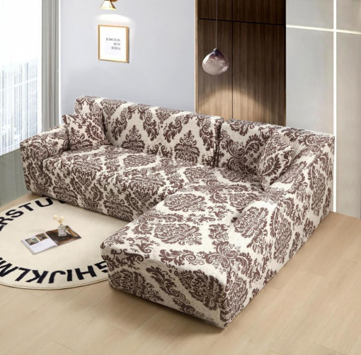 Husa Elastica Pentru Fotoliu / Canapea / Coltar Model Imperial Crem