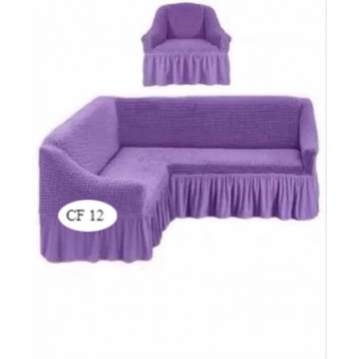 Set Huse pentru Coltar si Fotoliu Cu Volane Lila