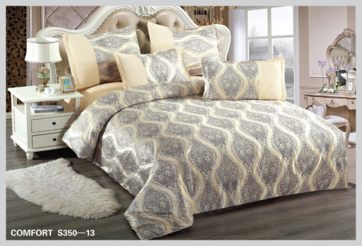 Lenjerie de Pat din Catifea, 2 Persoane, 6 Piese CATE-35