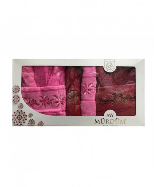 Set Prosoape si Halate din Bumbac 6 Piese, My Murdum, MYM6-03 Fucsia- Bordo
