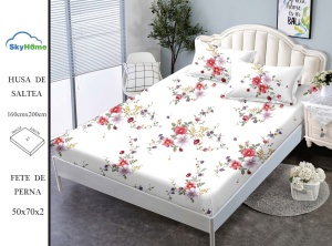 HUSA DE PAT CU ELASTIC CU 2 FETE DE PERNA 160x200cm SKYN09