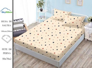 HUSA DE PAT CU ELASTIC CU 2 FETE DE PERNA 180x200cm SKYH50 - Img 2