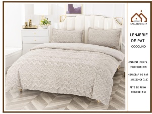 Lenjerie Cocolino 4 piese Cearceaf Classic Model Crem PITC20