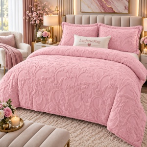 Lenjerie Cocolino 4 piese Imitatie Blana iepure Roz cu Elastic PITC14