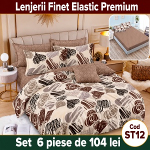 Lenjerie de pat finet 6 piese cu Elastic ST12