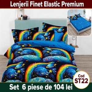 Lenjerie de pat finet 6 piese cu Elastic ST22