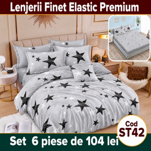 Lenjerie de pat finet 6 piese cu Elastic ST42