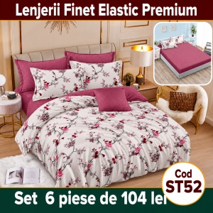 Lenjerie de pat finet 6 piese cu Elastic ST52