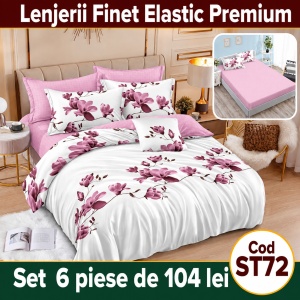 Lenjerie de pat finet 6 piese cu Elastic ST72