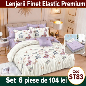 Lenjerie de pat finet 6 piese cu Elastic ST82