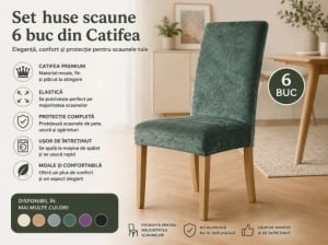 Set 6 Huse Scaune Catifea Plusata Verde