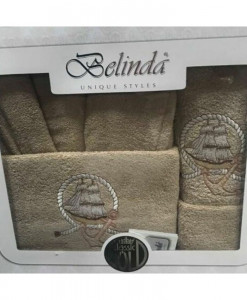 Set Prosoape si Halat din Bumbac 4 Piese Belinda Bej BLD 6