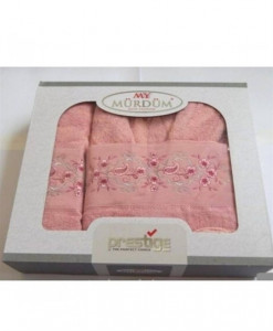 Set Prosop si Halat din Bumbac 3 Piese, My Murdum, MYM3-09 roz pudra