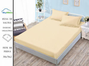 HUSA DE PAT CU ELASTIC CU 2 FETE DE PERNA 160X200 Damasc SHK25 - Img 2