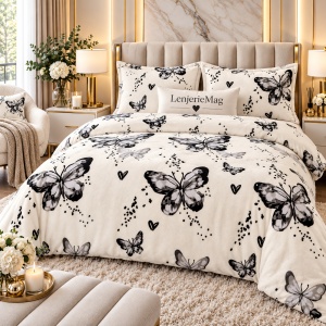 Lenjerie Cocolino 4 piese Alb Model Fluturi cu Elastic PITC07