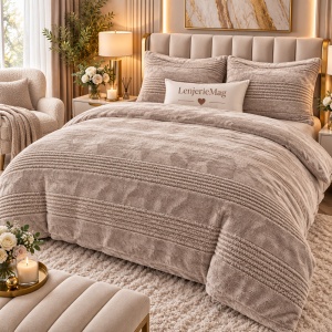 Lenjerie Cocolino 4 piese Cearceaf Classic Model Cacao-Lapte PITC18