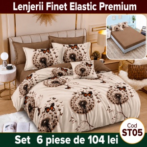 Lenjerie de pat finet 6 piese cu Elastic ST05