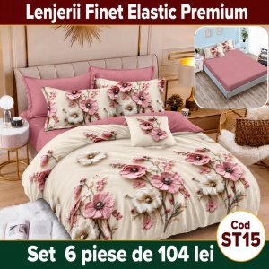 Lenjerie de pat finet 6 piese cu Elastic ST15