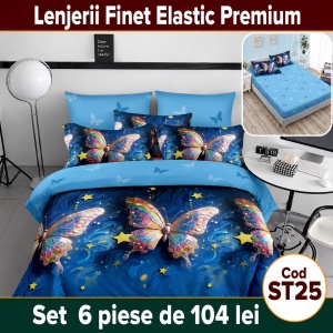 Lenjerie de pat finet 6 piese cu Elastic ST25