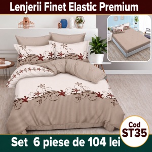 Lenjerie de pat finet 6 piese cu Elastic ST35