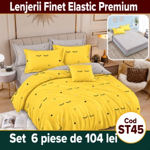 Lenjerie de pat finet 6 piese cu Elastic ST45
