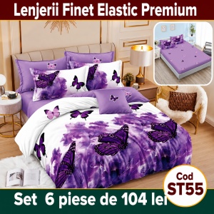 Lenjerie de pat finet 6 piese cu Elastic ST55