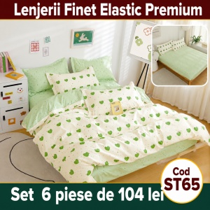 Lenjerie de pat finet 6 piese cu Elastic ST65