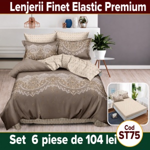 Lenjerie de pat finet 6 piese cu Elastic ST75