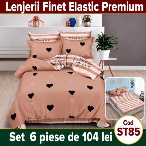 Lenjerie de pat finet 6 piese cu Elastic ST85