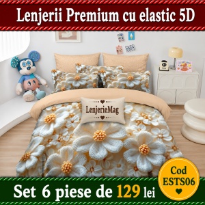 Lenjerie De Pat Finet Premium 6 piese cu elastic 5D ESTS06