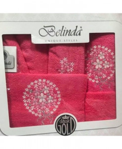 Set Prosoape si Halat din Bumbac 4 Piese Belinda Fucsia BLD 7