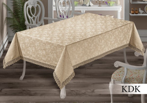 Fata de masa ,KDK Bej cu broderie ,Dreptunghiulara 160x220cm