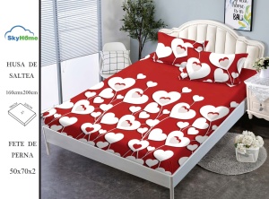 HUSA DE PAT CU ELASTIC CU 2 FETE DE PERNA 160x200cm SKYN11 - Img 2